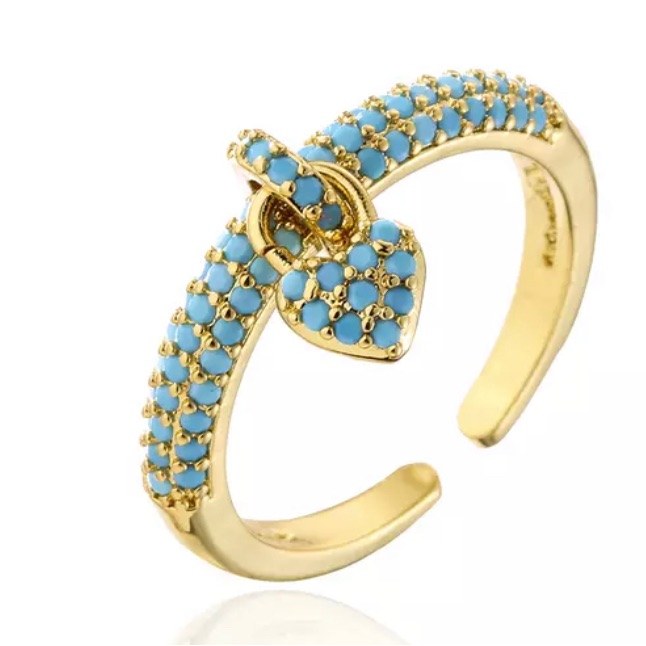 Turquoise Pave Setting Gold Ring